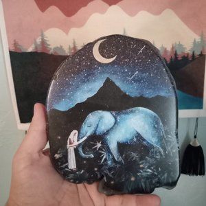 Beautifully hand painted dream Goddess blue agate slab